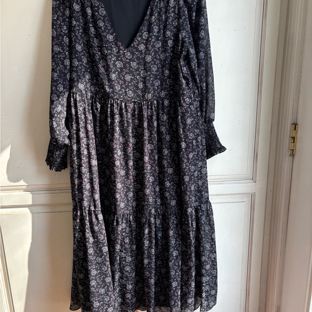 Madewell Blue Long Sleeve V-Neck Dress